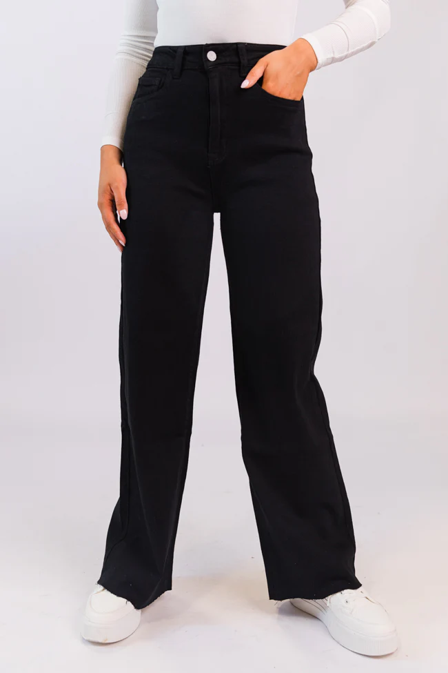 Kelsea Black Wash Wide Leg Jeans - Terpint