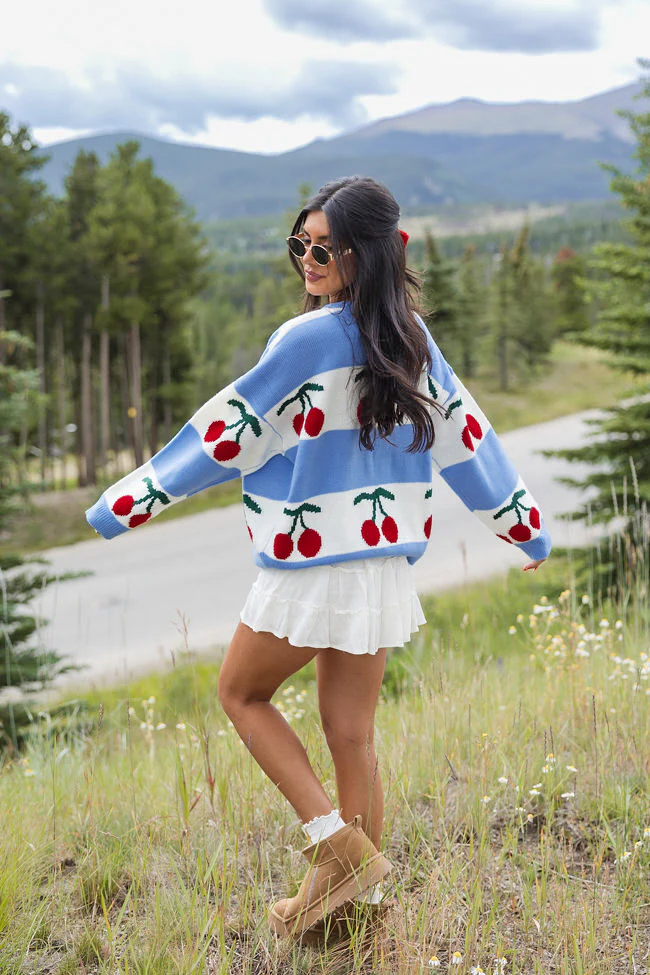 The Cherry On Top Blue Sweater FINAL SALE - Terpint
