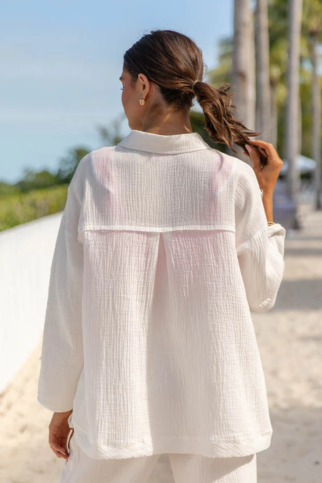 Warmer Weather Ivory Gauze Button Down Top DOORBUSTER - Terpint
