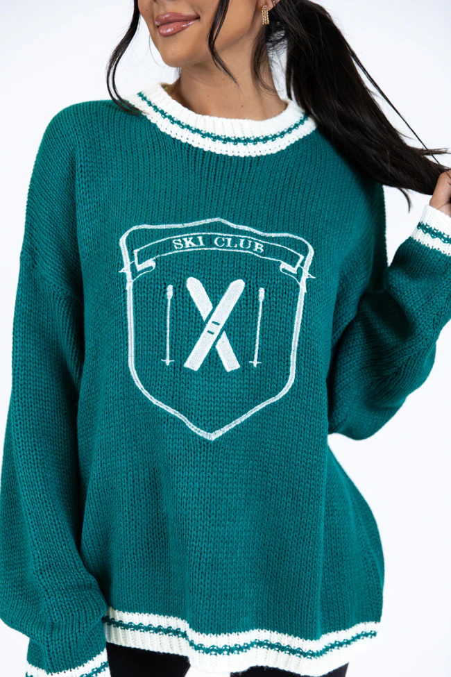 Ski Club Green and Ivory Embroidered Sweater FINAL SALE - Terpint