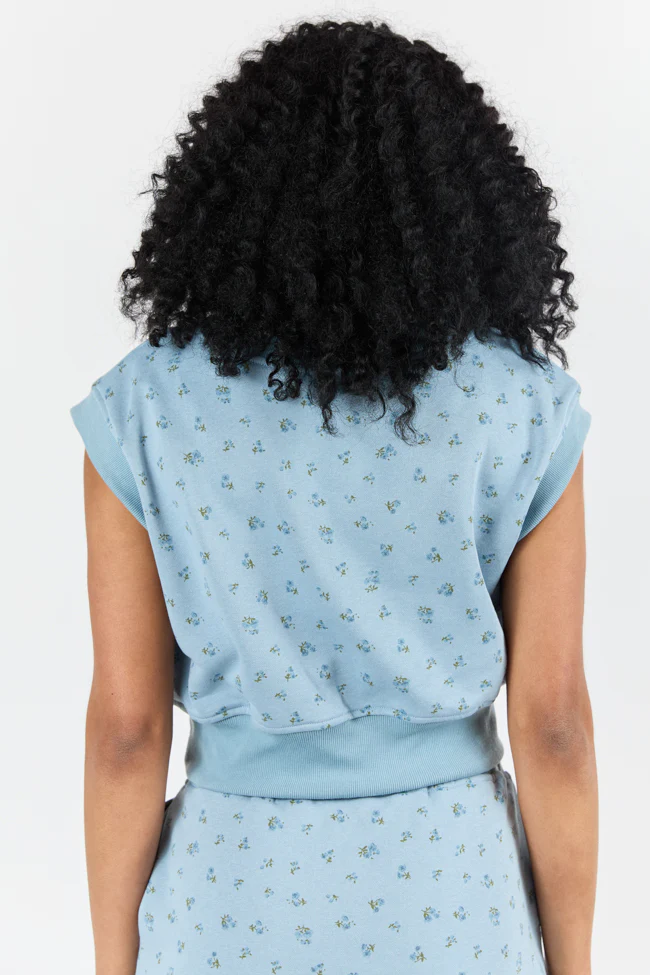 March On Blue Floral Print Knit Vest FINAL SALE - Terpint