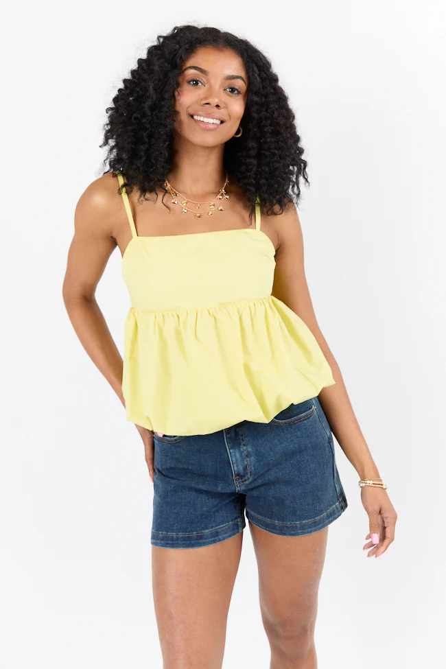 Pinky Promise Yellow Bubble Hem Tank - Terpint