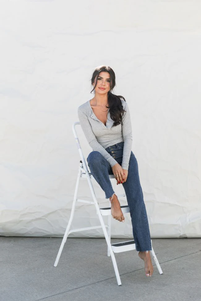 All The Better Grey Ribbed Knit Henley Long Sleeve Tee FINAL SALE - Terpint