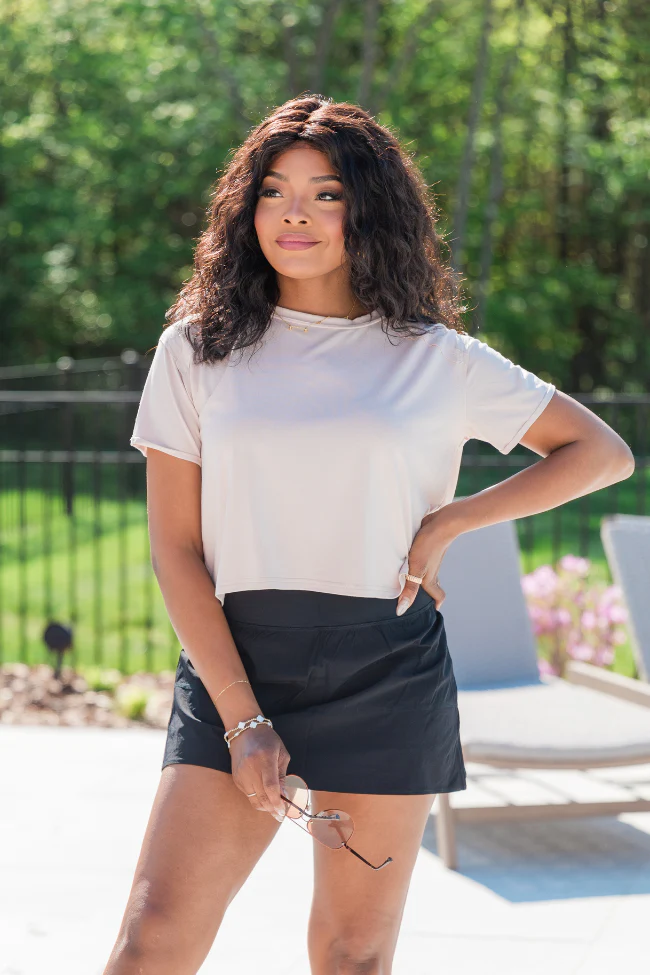 One Step Ahead Taupe Cropped Tee FINAL SALE - Terpint