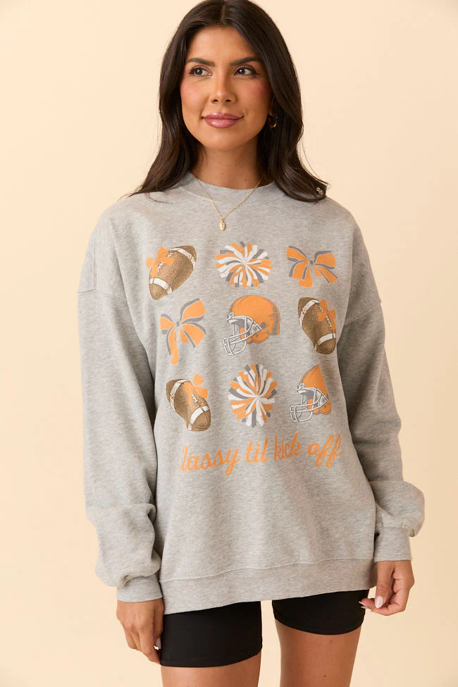 Football Icon Orange Light Grey Graphic Sweatshirt - Terpint
