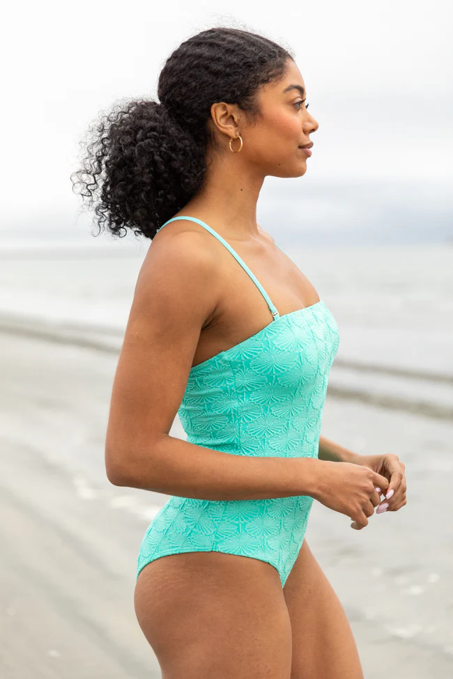 Coral Reef Mint Textured One Piece Swimsuit FINAL SALE - Terpint