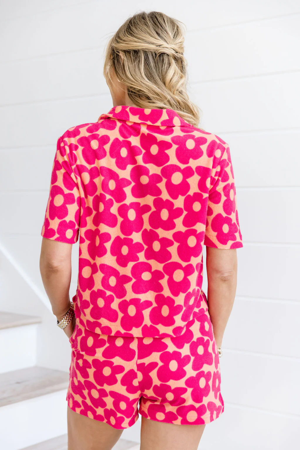 Girls Just Wanna Have Fun Button Down Terry Top In Floral Flair FINAL SALE - Terpint