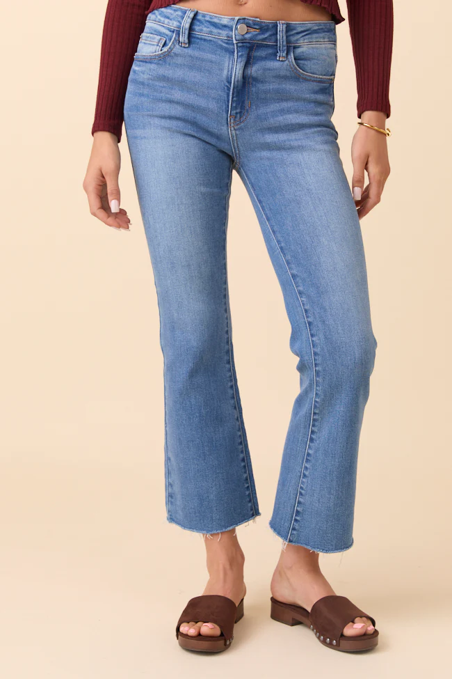 Della Medium Wash Stretch Crop Flare Jeans - Terpint