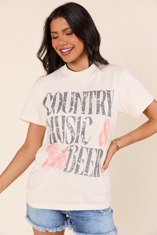 Country Music & Beer Ivory Graphic Tee - Terpint