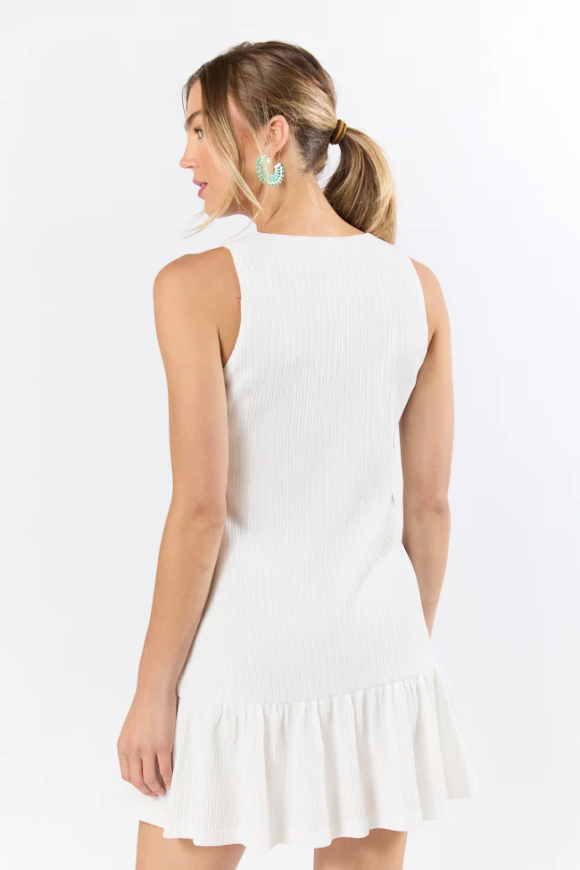 Sunset Romance White Knit Button Front Mini Dress FINAL SALE - Terpint