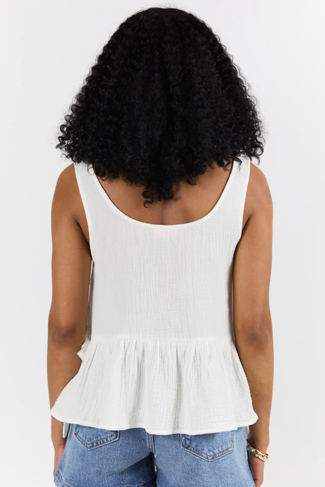 My Sweet Side Tie Ivory Gauze Tank SALE - Terpint