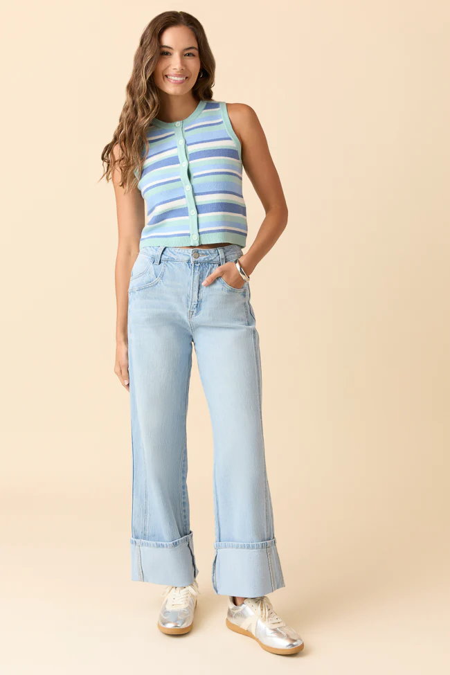 Cameron High Rise Cuffed Wide Leg Jeans - Terpint