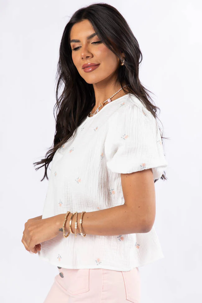 Endless Charm Off White Embroidered Gauze Blouse FINAL SALE - Terpint