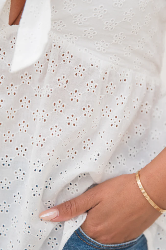 It Was Easy Ivory Strapless Eyelet Tank FINAL SALE - Terpint