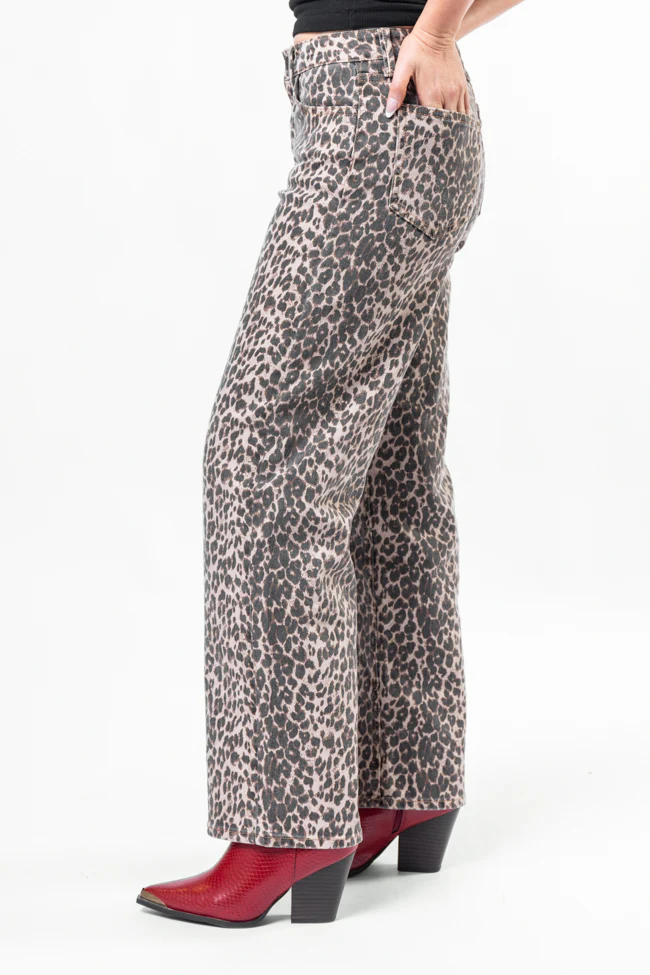 Primal Instincts Wide Leg Leopard Jeans - Terpint