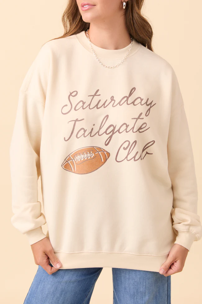 Saturday Tailgate Club Cream Graphic Sweatshirt - Terpint