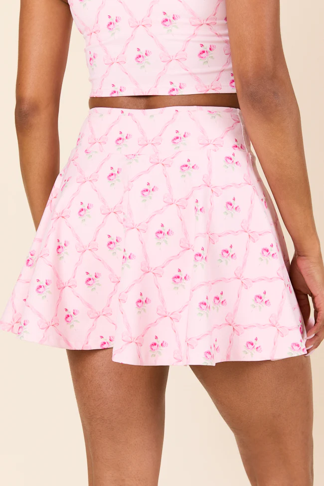 Head Start Pink Floral and Bows Printed Active Skort - Terpint