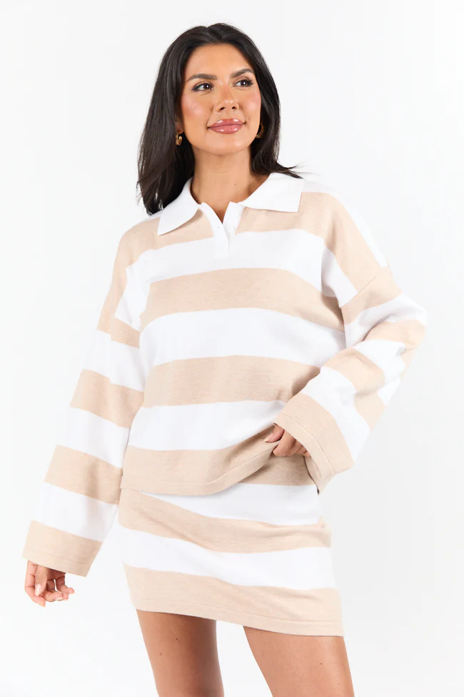 Seeing Double Neutral Striped Long Sleeve Sweater FINAL SALE - Terpint