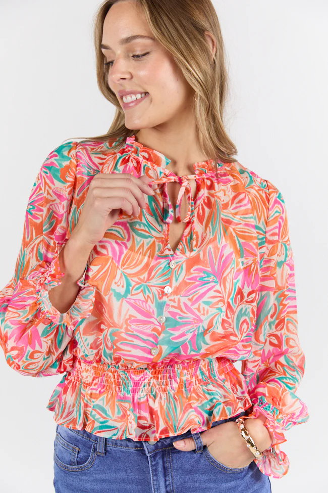 Take Me To The Tropics Multi Print Blouse With Cami Lining FINAL SALE - Terpint