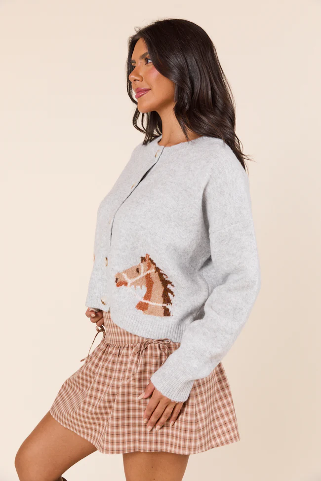 Erika Grey Horse Sweater Cardigan - Terpint