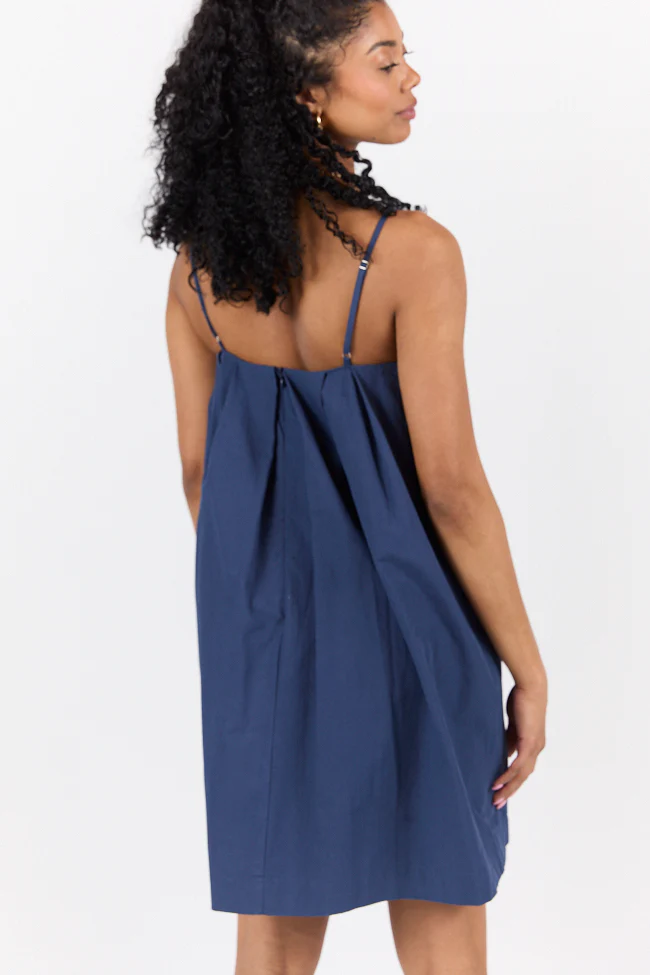 No Looking Back Navy Button Front Dress DOORBUSTER - Terpint