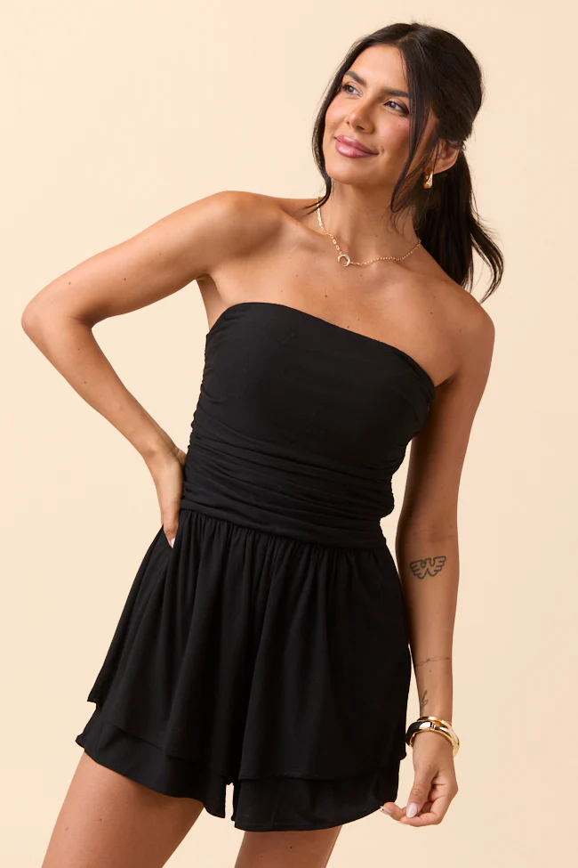 Tammy Black Strapless Romper DOORBUSTER - Terpint
