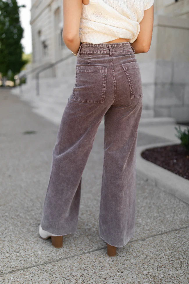 Got My Closure Brown Acid Wash Corduroy Wide Leg Pants FINAL SALE - Terpint