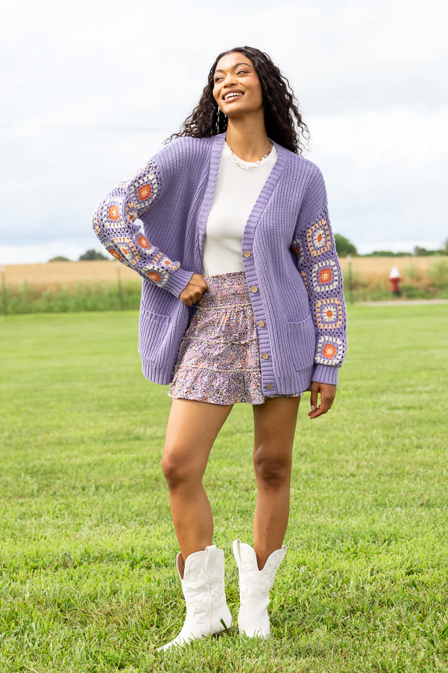 Posie Crochet Purple Sweater - Terpint