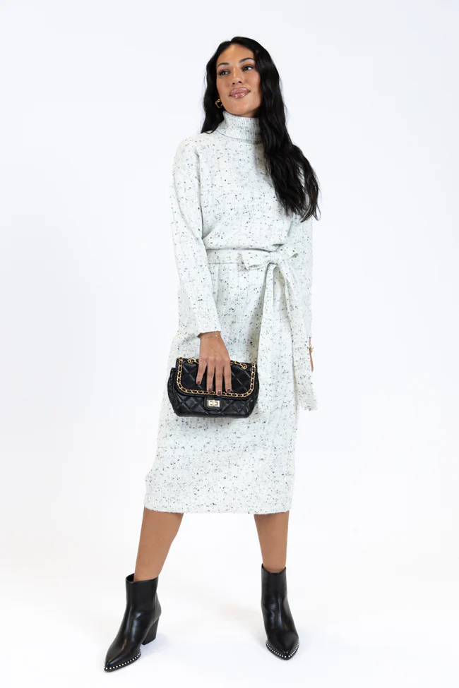 Belong To Me Grey Slub Knit Belted Midi Dress FINAL SALE - Terpint