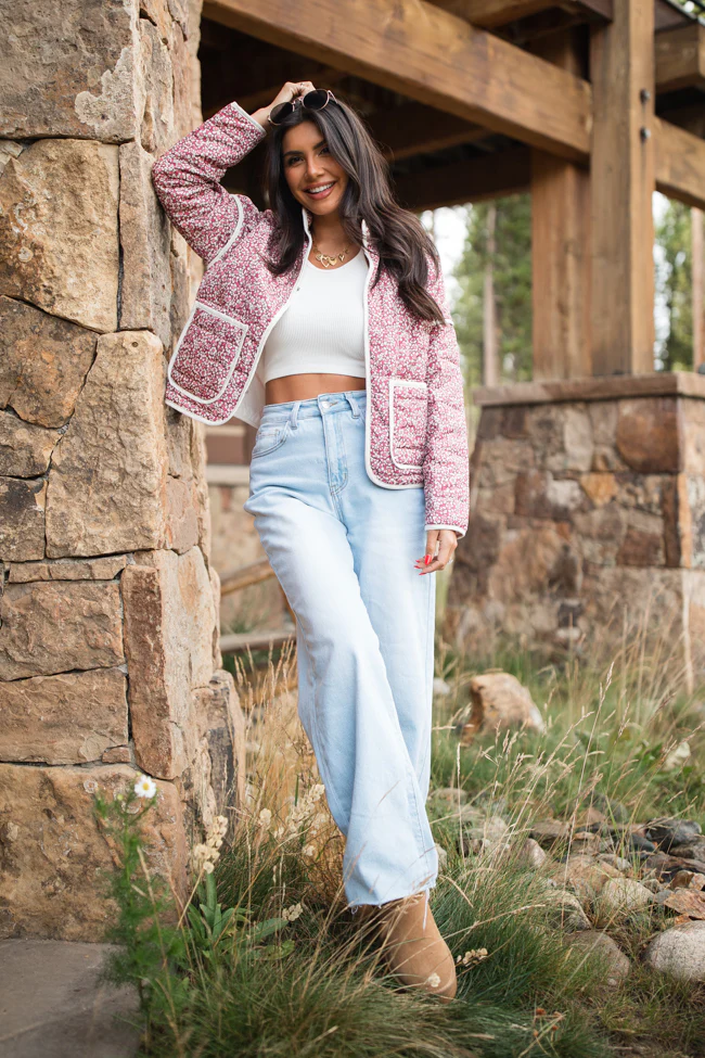 Set Me Free Berry Floral Quilted Jacket FINAL SALE - Terpint