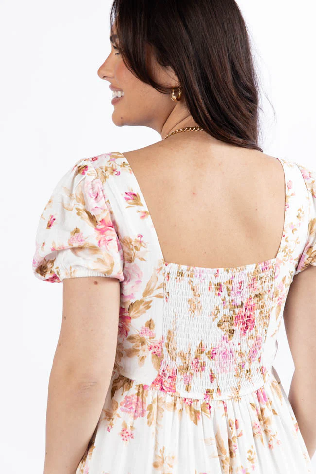 Small Town Smoke Show Pink Multi Floral Midi Dress FINAL SALE - Terpint