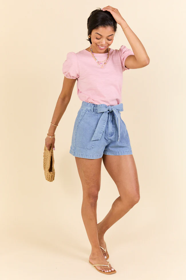 Somewhere Sunny Pink Knit Bubble Sleeve Top DOORBUSTER - Terpint