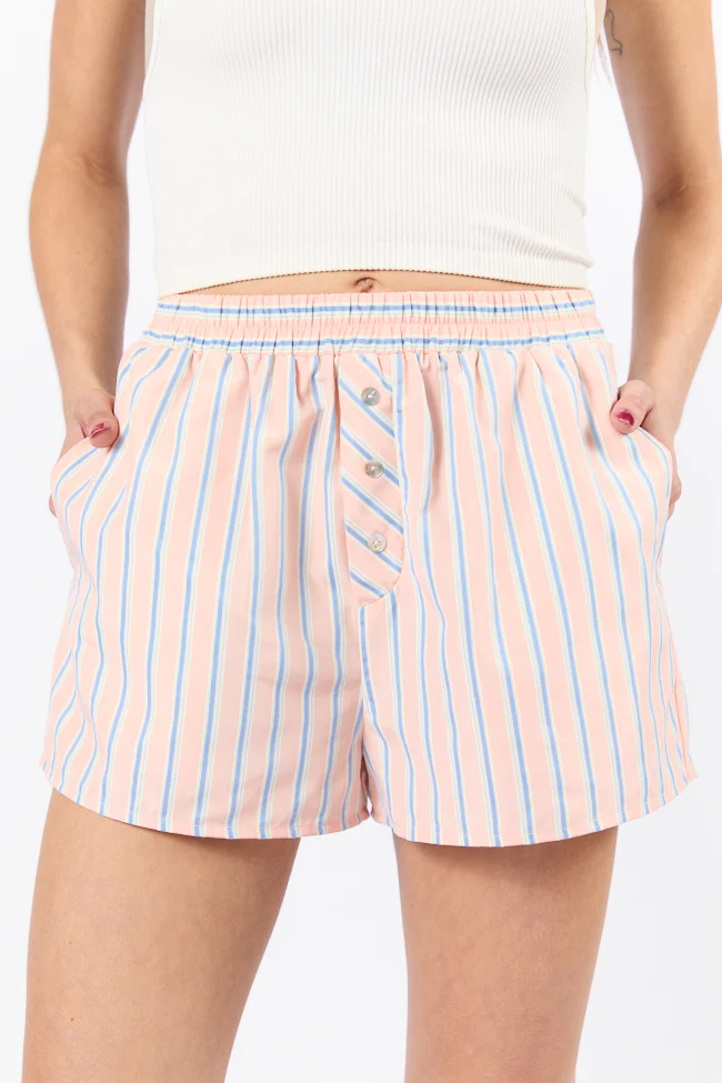 Sunday Morning Coral Multi Striped Boxer Shorts FINAL SALE - Terpint