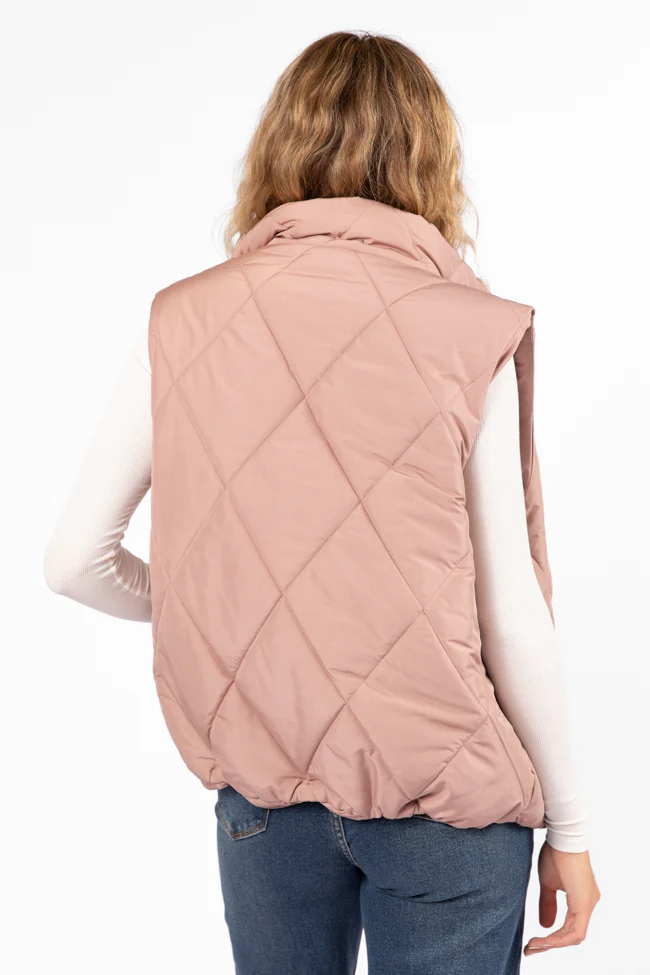 Mountainside Moment Mauve Quilted Puffer Vest - Terpint
