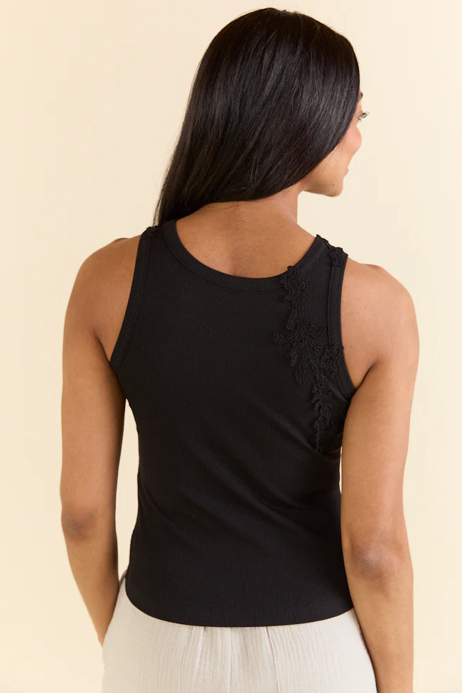 Grace and Lace Applique Black Tank Top SALE - Terpint