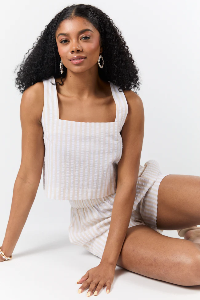 Can't Convince Me Ivory and Taupe Striped Woven Set FINAL SALE - Terpint