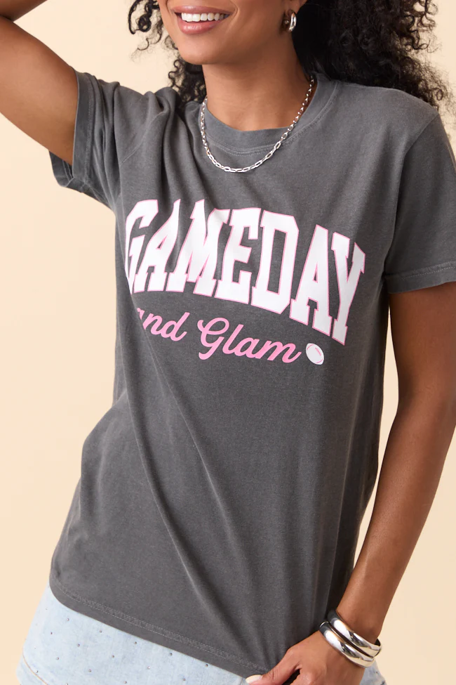 Gameday And Glam Dark Grey Graphic Tee - Terpint