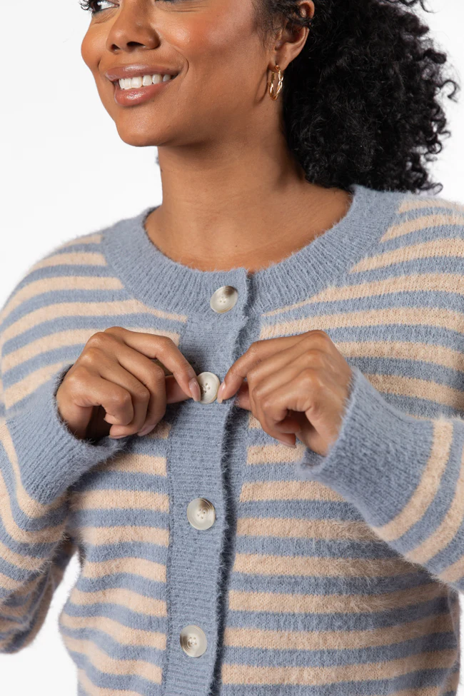 More Than Amazing Slate Grey Striped Button Front Cardigan FINAL SALE - Terpint