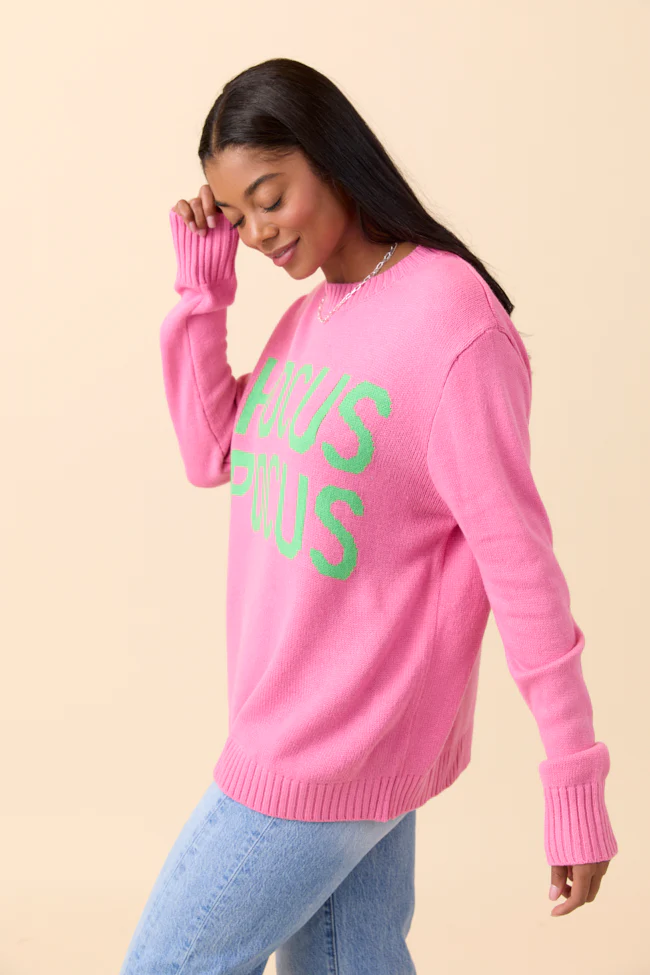 Hocus Pocus Pink And Green Crewneck Sweater - Coming Soon - Terpint