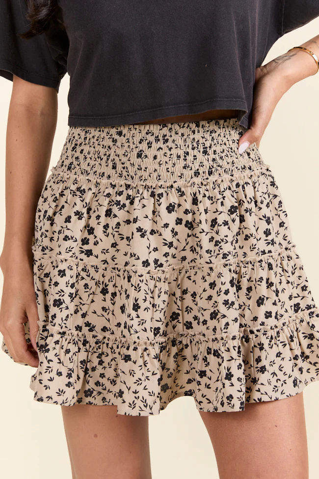 Rachelle Tan and Black Floral Mini Skort - Terpint