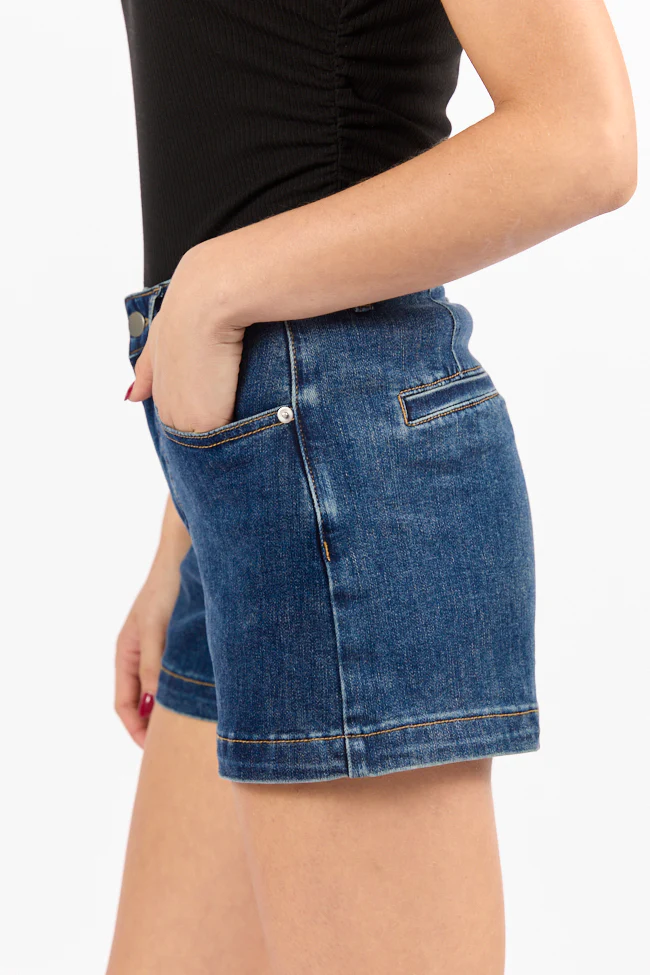 Come As You Are Dark Wash Relaxed Fit Denim Shorts DOORBUSTER - Terpint