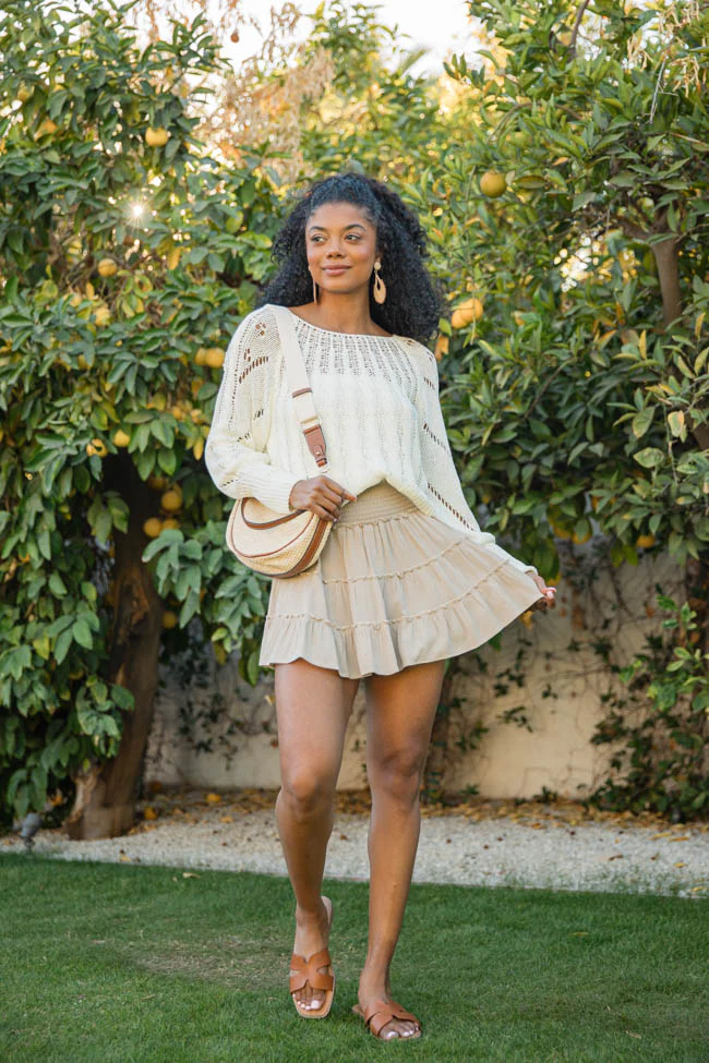 Through The Garden Taupe Solid Mini Skort DOORBUSTER - Terpint