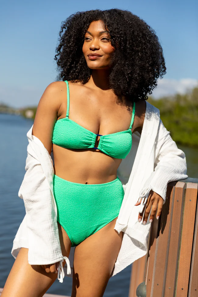 Crystal Clear Green Textured Bikini Top FINAL SALE - Terpint