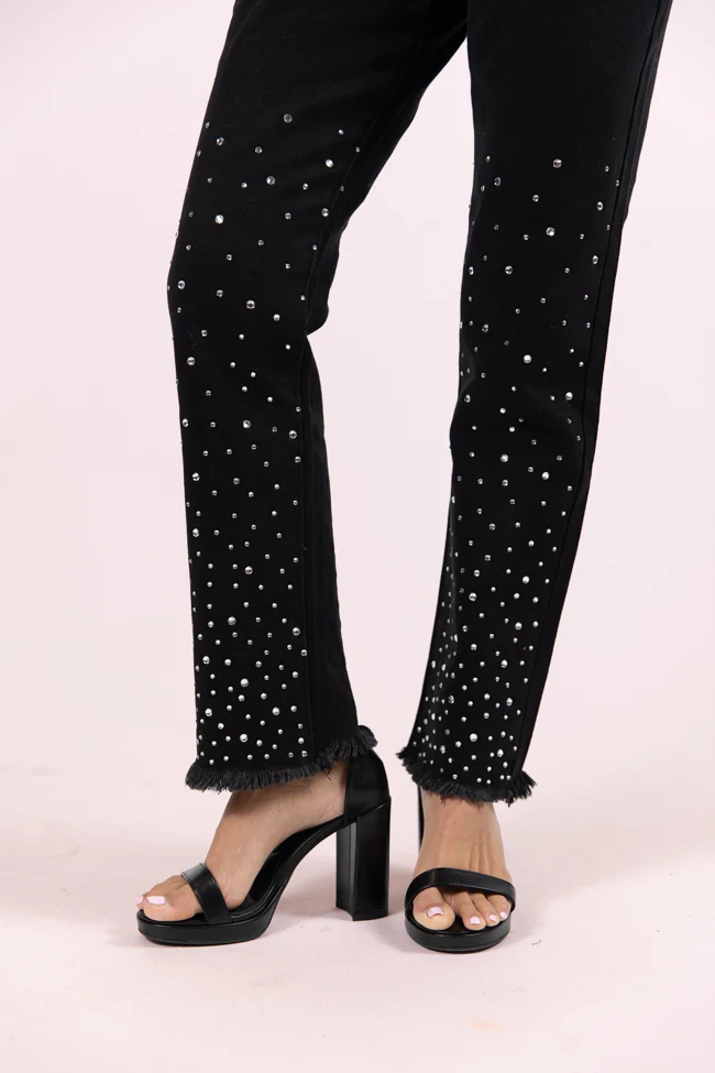 LaDonna Black Rhinestone Detail Jeans FINAL SALE - Terpint