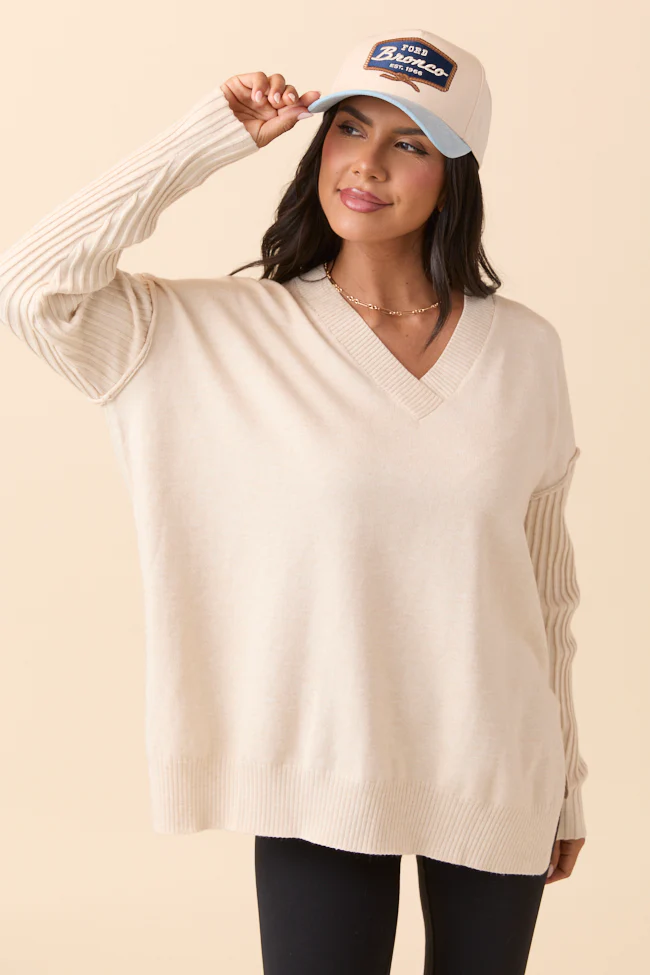 Mariah Ivory Relaxed Long Sleeve Pullover Tunic DOORBUSTER - Terpint