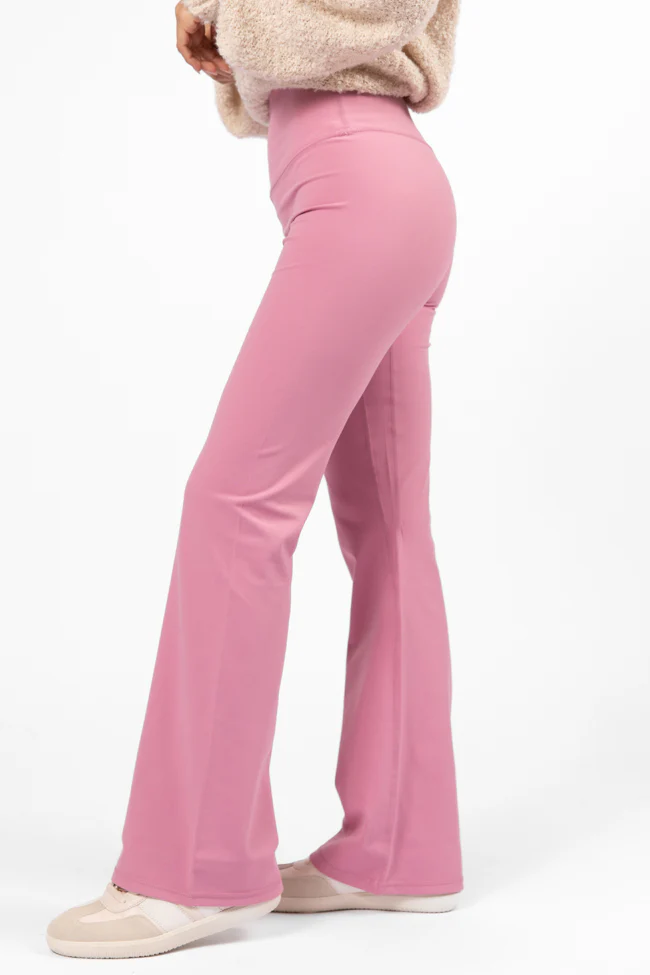 Get Moving Pink Flare Knit Leggings FINAL SALE - Terpint