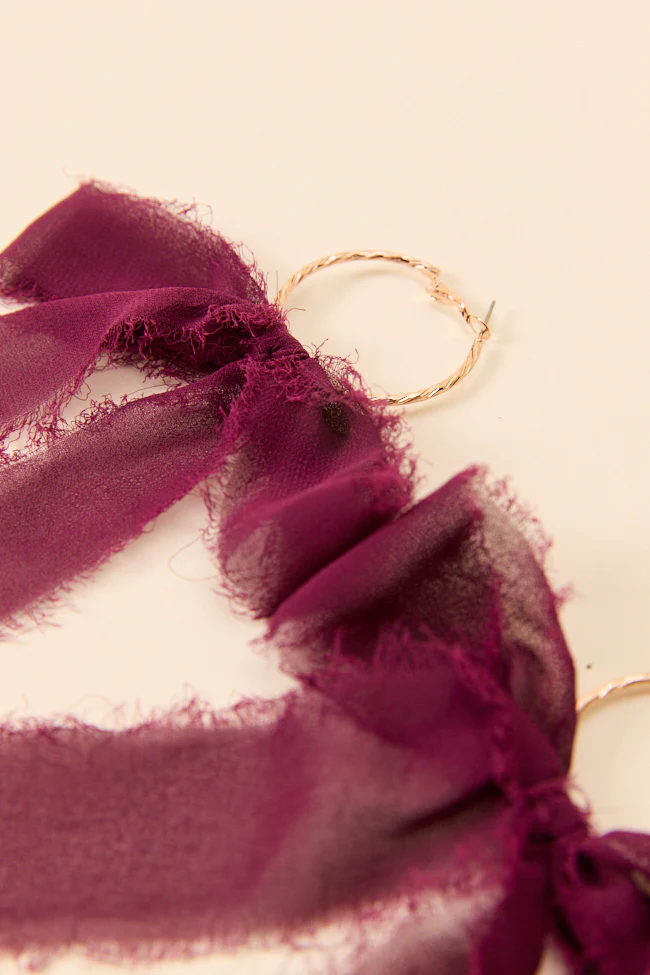 Molly Wine Bow Hoop Earrings - Terpint