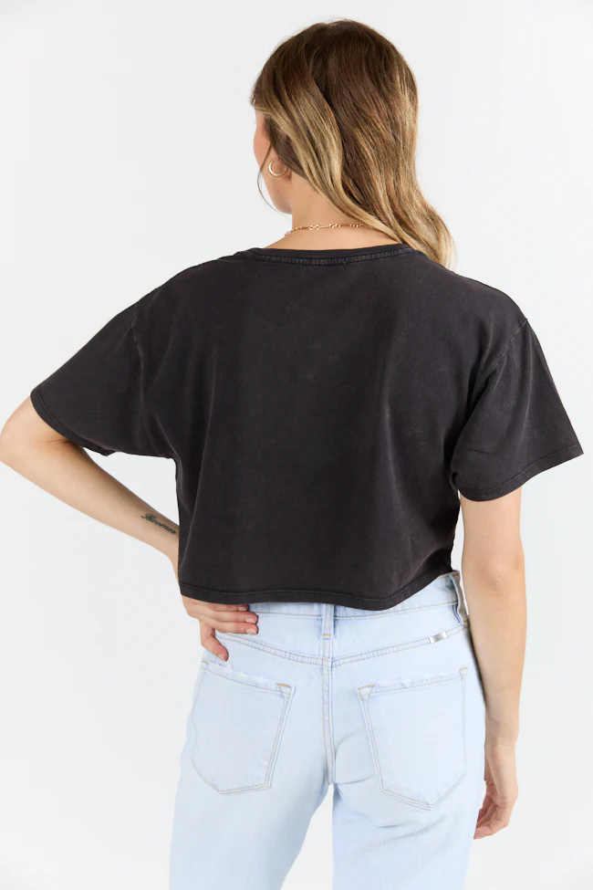 As Cool As It Gets Light Black Cropped Knit T Shirt - Terpint