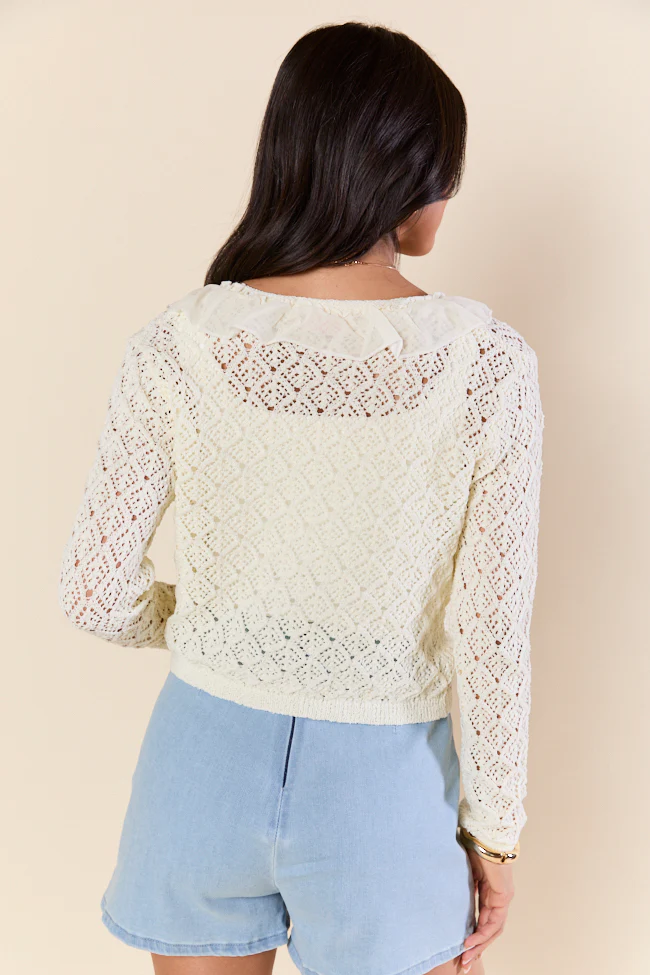Plenty Of Love Cream Ruffle Trim Cardigan SALE - Terpint