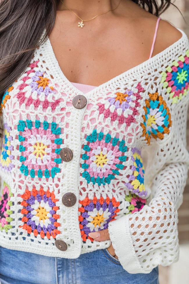 Evermore Elegance Cream Crochet Cardigan FINAL SALE - Terpint